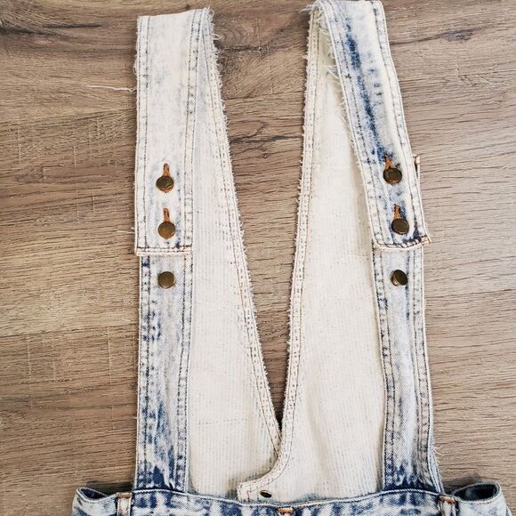 Vtg 80s G Pellini Acid Wash High Rise Pleated Denim Overalls Shortalls Mom Jeans - Picture 15 of 16